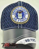 MESH W/LEATHER US AIR FORCE USAF CAP HAT ROUND NAVY