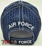 MESH W/LEATHER US AIR FORCE USAF CAP HAT ROUND NAVY