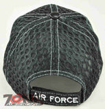 MESH W/LEATHER US AIR FORCE CAP HAT ROUND CAMO BLACK