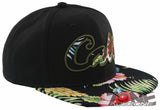 NEW! FLAT BILL CALIFORNIA CALI BEAR SNAPBACK CAP HAT FLOWER BLACK