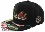NEW! FLAT BILL CALIFORNIA CALI BEAR SNAPBACK CAP HAT FLOWER BLACK