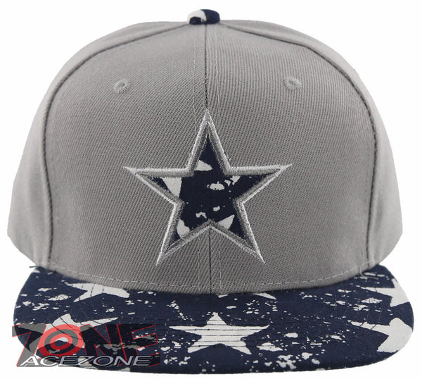 NEW! FLAT BILL DALLAS TEXAS STAR SNAPBACK CAP HAT STAR GRAY