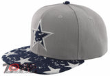 NEW! FLAT BILL DALLAS TEXAS STAR SNAPBACK CAP HAT STAR GRAY