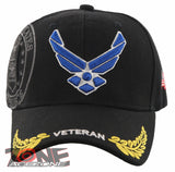 NEW! US AIR FORCE USAF WING VETERAN LEAF SHADOW CAP HAT BLACK