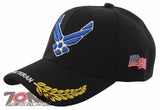 NEW! US AIR FORCE USAF WING VETERAN LEAF SHADOW CAP HAT BLACK