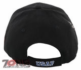NEW! US AIR FORCE USAF ROUND RETIRED LEAF SHADOW CAP HAT BLACK