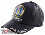 NEW! US AIR FORCE USAF RETIRED FAUX LEATHER CAP HAT NAVY