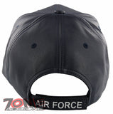 NEW! US AIR FORCE USAF RETIRED FAUX LEATHER CAP HAT NAVY