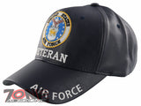 NEW! US AIR FORCE USAF VETERAN FAUX LEATHER CAP HAT NAVY