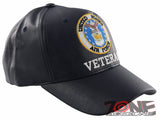 NEW! US AIR FORCE USAF VETERAN FAUX LEATHER CAP HAT NAVY