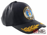 NEW! US AIR FORCE USAF LEAF FAUX LEATHER CAP HAT NAVY