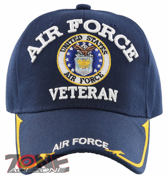 NEW! US AIR FORCE VETERAN USAF BIG ROUND SIDE LINE CAP HAT NAVY