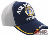 NEW! US AIR FORCE VETERAN USAF BIG ROUND SIDE LINE CAP HAT NAVY GRAY