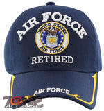 NEW! US AIR FORCE RETIRED USAF BIG ROUND SIDE LINE CAP HAT NAVY