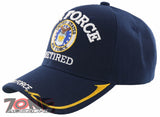 NEW! US AIR FORCE RETIRED USAF BIG ROUND SIDE LINE CAP HAT NAVY