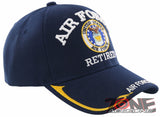 NEW! US AIR FORCE RETIRED USAF BIG ROUND SIDE LINE CAP HAT NAVY