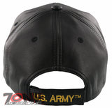 NEW! US ARMY BIG ROUND FAUX LEATHER BALL CAP HAT BLACK