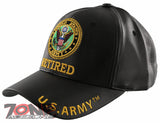 NEW! US ARMY RETIRED FAUX LEATHER BALL CAP HAT BLACK