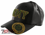 NEW! US ARMY BIG FAUX LEATHER BALL CAP HAT BLACK