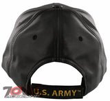 NEW! US ARMY LEAF FAUX LEATHER BALL CAP HAT BLACK