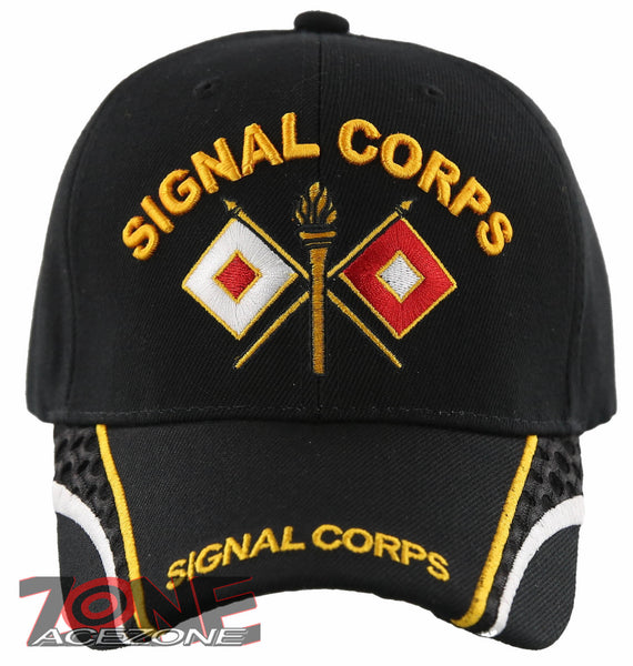 NEW! US ARMY SIGNAL CORPS SIDE LINE BALL CAP HAT BLACK