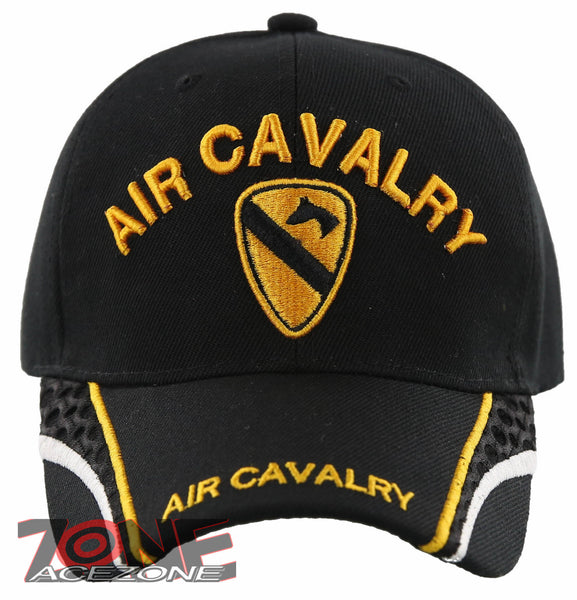 NEW! US ARMY AIR CAVALRY SIDE LINE BALL CAP HAT BLACK