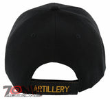 NEW! US ARMY ARTILLERY SIDE LINE BALL CAP HAT BLACK