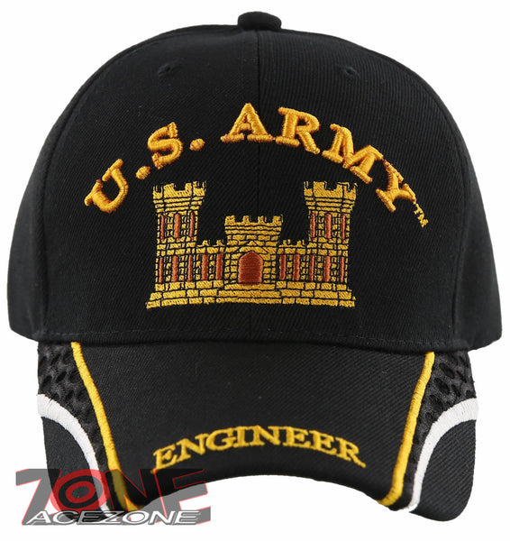 NEW! US ARMY ENGINEER SIDE LINE BALL CAP HAT BLACK