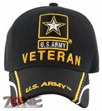 NEW! US ARMY STAR VETERAN SIDE LINE BALL CAP HAT BLACK