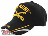 NEW! US ARMY CAVALRY CROSSED SWORDS SIDE LINE BALL CAP HAT BLACK