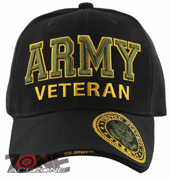 NEW! US ARMY STRONG VETERAN SIDE ROUND BALL CAP HAT BLACK