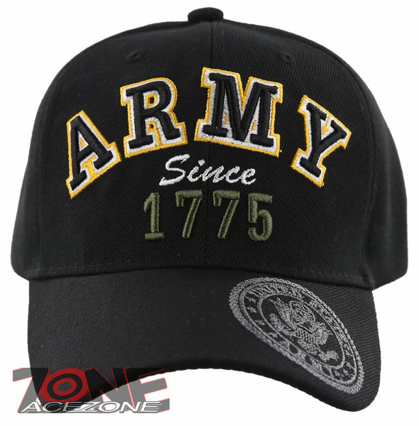 NEW! US ARMY STRONG SINCE 1775 BALL CAP HAT BLACK