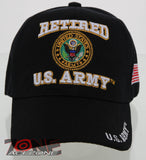 NEW! US ARMY STRONG RETIRED SIDE US FLAG CAP HAT BLACK