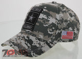 NEW! US ARMY STRONG RETIRED GRAY LOGO US FLAG CAP HAT CAMO