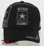 NEW! US ARMY STRONG RETIRED GRAY LOGO US FLAG CAP HAT BLACK
