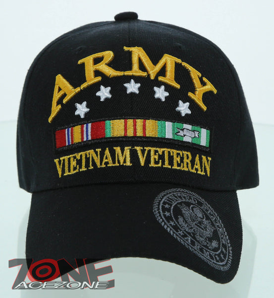 NEW! US ARMY STRONG SHADOW VIETNAM VETERAN CAP HAT BLACK