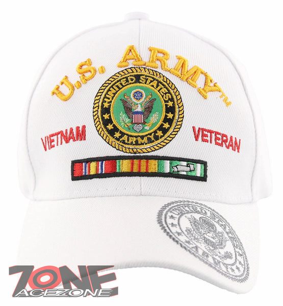 NEW! US ARMY STRONG SHADOW VIETNAM VETERAN RIBBON BAR CAP HAT WHITE