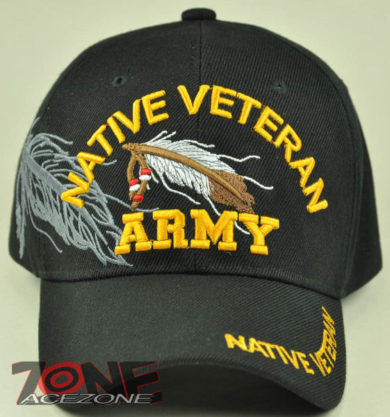 NEW! US ARMY NATIVE VETERAN AMERICAN US ARMY VETERAN CAP HAT BLACK