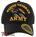 NEW! US ARMY NATIVE VETERAN AMERICAN ROUND CAP HAT BLACK