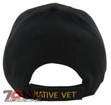 NEW! US ARMY NATIVE VETERAN AMERICAN ROUND CAP HAT BLACK