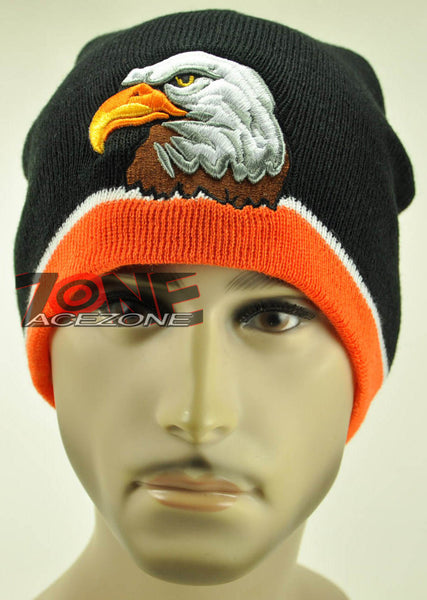 NEW BIG EAGLE BEANIE KNIT CAP SKULL WN ORANGE