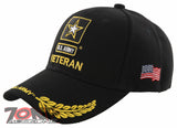 NEW! US ARMY STAR VETERAN LEAF SHADOW CAP HAT BLACK