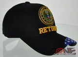 NEW! US ARMY RETIRED SIDE FLAG CAP HAT BLACK