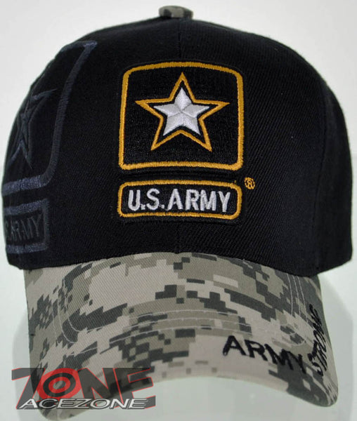 NEW! US ARMY STRONG NW1 CAP HAT DIGITAL CAMO BLACK