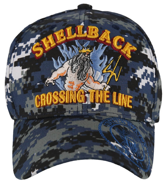 US NAVY SHELLBACK USN CROSSING THE LINE BALL CAP HAT DIGITAL NAVY CAMO ...