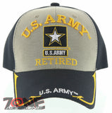 NEW! US ARMY STAR RETIRED SIDE LINE BALL CAP HAT TAN BLACK
