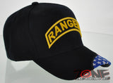 NEW! US ARMY RANGER SIDE FLAG CAP HAT BLACK