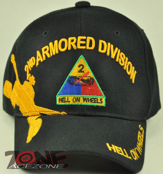 NEW! US ARMY 2ND ARMORED DIVISION HELL ON WHEELS CAP HAT BLACK