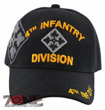 NEW! US ARMY 4TH INF DIV INFANTRY DIVISION BALL CAP HAT BLACK