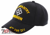 NEW! US ARMY 4TH INF DIV INFANTRY DIVISION BALL CAP HAT BLACK